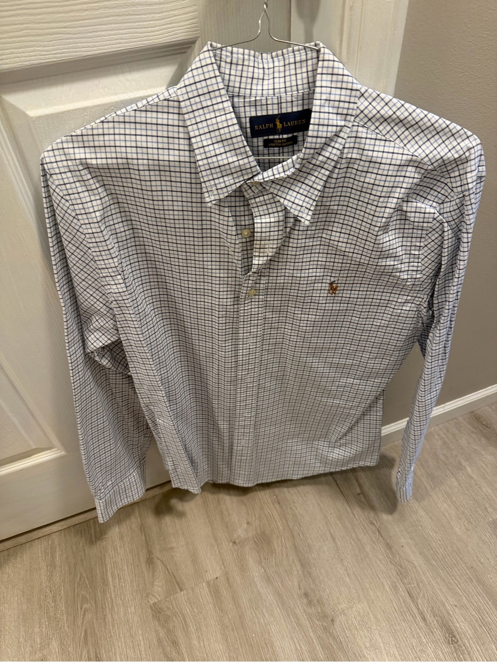 Ralph Lauren White Dress Shirt with Blue Check